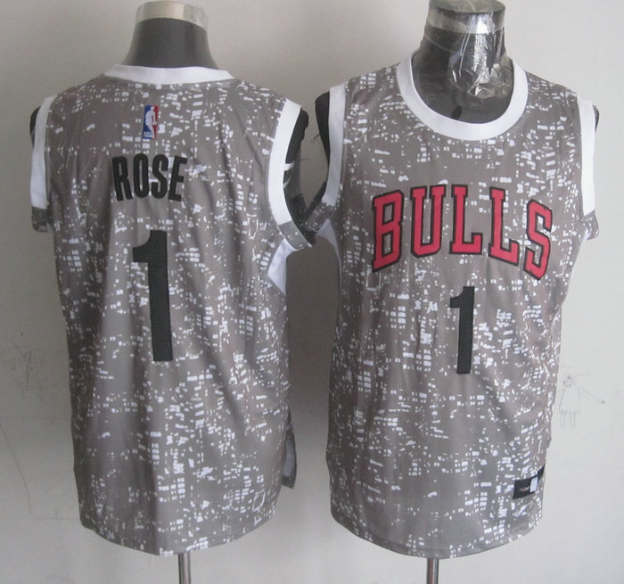  NBA Chicago Bulls 1 Derrick Rose Grey City Luminous Jersey