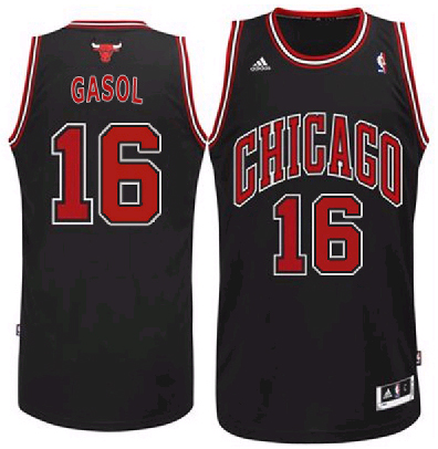 NBA Chicago Bulls 16 Pau Gasol New Revolution 30 Swingman Home Black Jersey