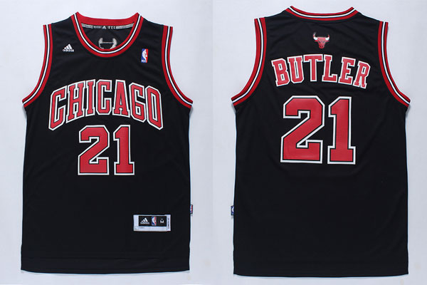  NBA Chicago Bulls 21 Jimmy Butler New Revolution 30 Swingman Black Jerseys