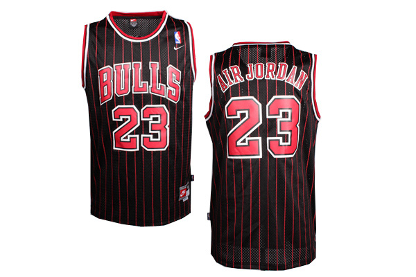  NBA Chicago Bulls 23 Michael Jordan AIR JORDAN Soul Nickname Black Red Stripe Jersey