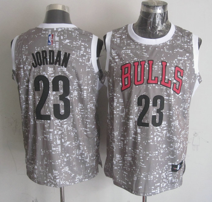  NBA Chicago Bulls 23 Michael Jordan Grey City Luminous Jersey