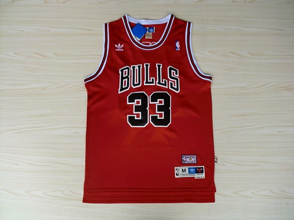  NBA Chicago Bulls 33 Scottie Pippen New Revolution 30 Swingman Red Jersey