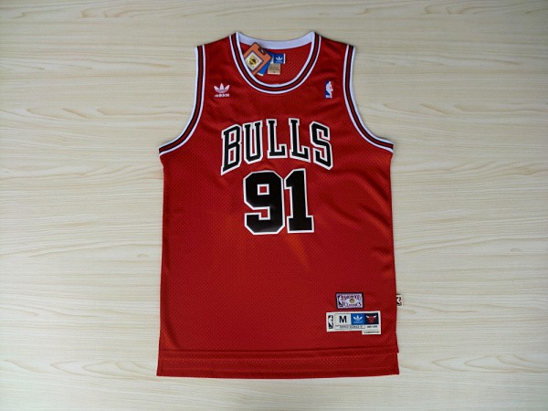  NBA Chicago Bulls 91 Dennis Rodman New Revolution 30 Swingman Red Jersey