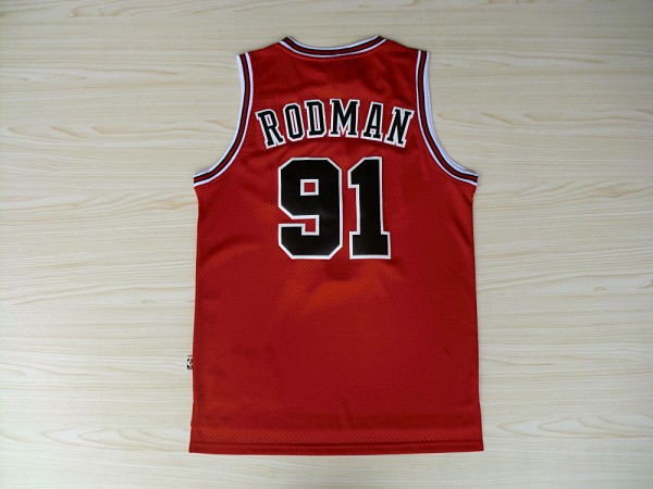Black/Stripe Chicago Bulls Dennis Rodman # 91 Retro Swingman Basketball Jersey # 