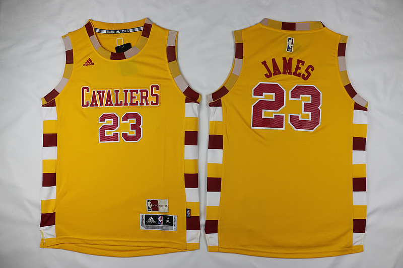  NBA Cleveland Cavaliers 23 Lebron James Kid jersey Red Cavs Swingman Throwback Yellow Youth Jersey