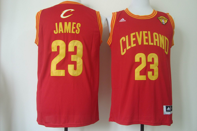  NBA Cleveland Cavaliers 23 Lebron James New Revolution 30 Swingman Road Red Jersey 2015 NBA Finals Patch