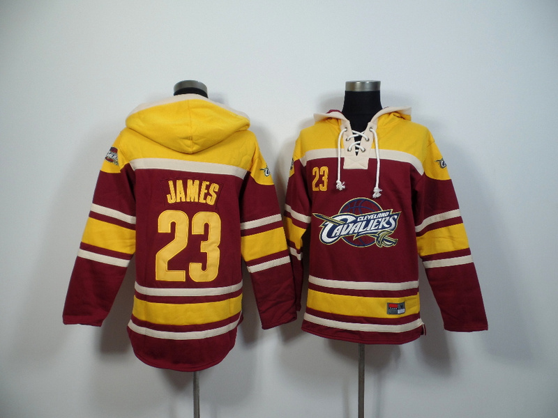  NBA Cleveland Cavaliers 23 Lebron James Red Yellow Hoody