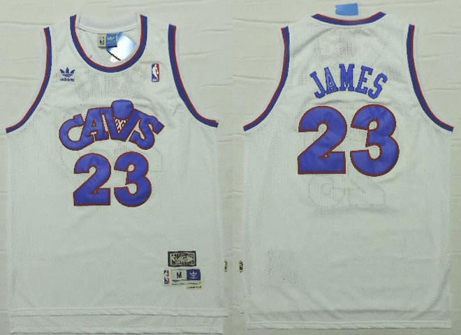  NBA Cleveland Cavaliers 23 Lebron James White Cavs Throwback Jersey