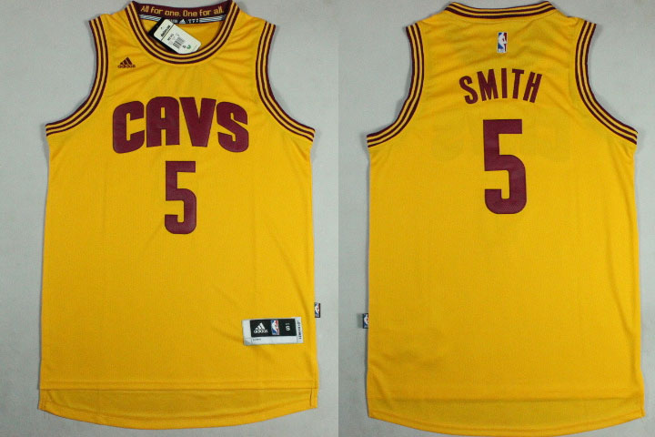  NBA Cleveland Cavaliers 5 Jr Smith New Revolution 30 Swingman Yellow Jersey