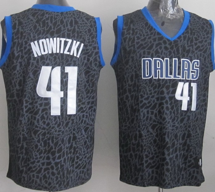  NBA Dallas Mavericks 41 Dirk Nowitzki Crazy Light Swingman Black Jersey