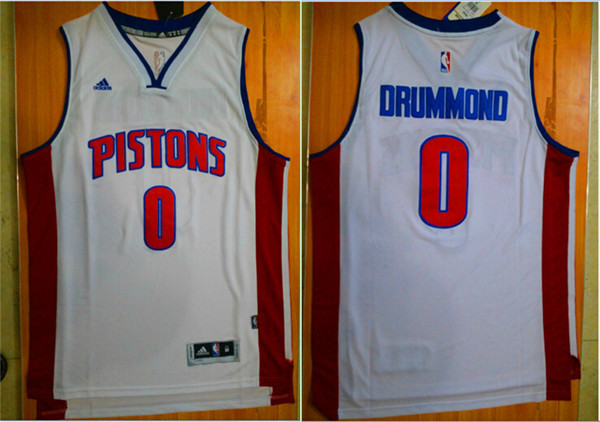 NBA Detroit Pistons 0 Andre Drummond New Revolution 30 Swingman Road White Jersey