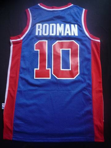  NBA Detroit Pistons 10 Dennis Rodman New Rev30 Swingman Throwback Blue Jerseys