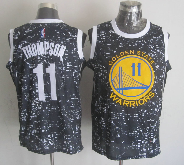  NBA Golden State Warriors 11 Klay Thompson Black City Luminous Jersey