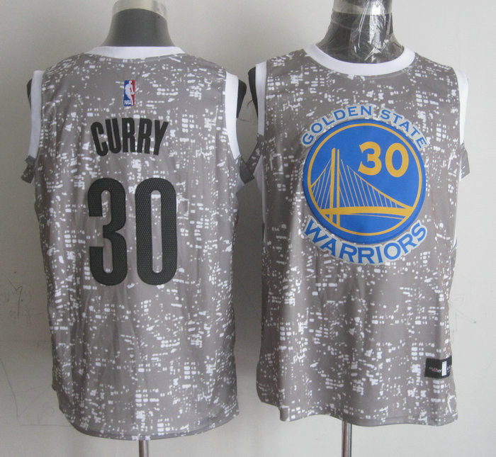  NBA Golden State Warriors 30 Stephen Curry Grey City Luminous Jersey