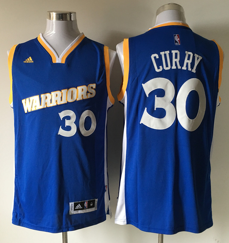  NBA Golden State Warriors 30 Stephen Curry Royal Stretch Crossover Stitched NBA Jersey