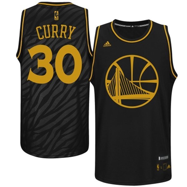  NBA Golden State Warriors 30 Stephen Curry Static Fashion Swingman Black Gold Jerseys
