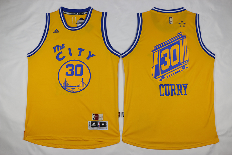  NBA Golden State Warriors 30 Stephen Curry The City Hardwood Classic Swingman Yellow Jersey