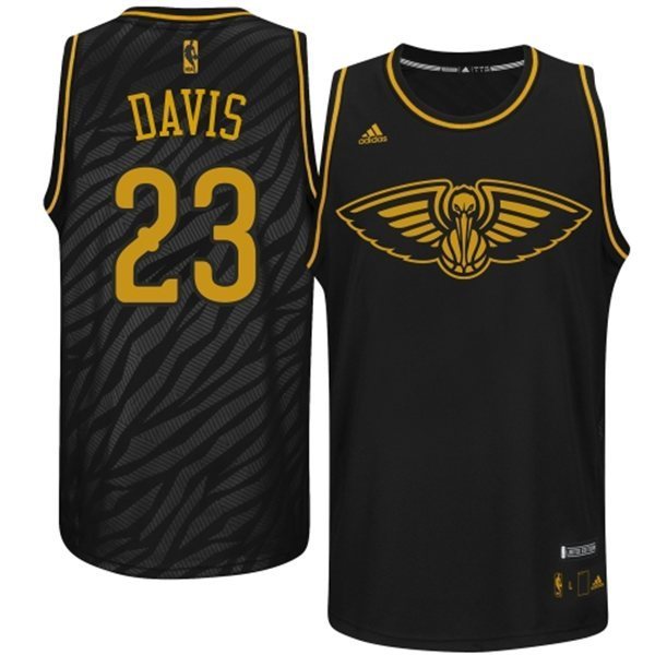 NBA Houston Rockets 23 Anthony Davis Static Fashion Swingman Black Gold Jerseys