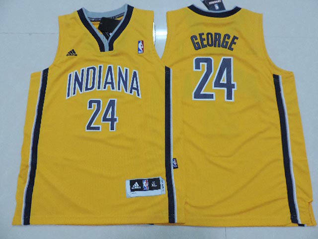  NBA Kids Indiana Pacers 24 Paul George New Revolution 30 Swingman Yellow Youth Jersey