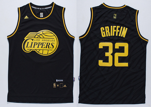  NBA Los Angeles Clippers 32 Blake Griffin Static Fashion Swingman Black Gold Jerseys