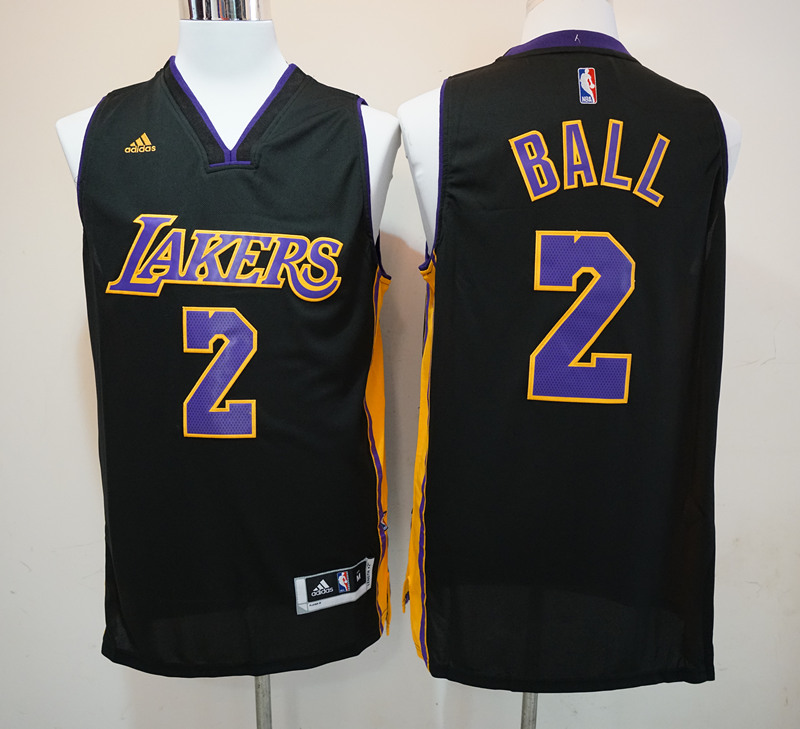  NBA Los Angeles Lakers #2 Lonzo Ball Jersey New Revolution 30 Swingman Black Jersey