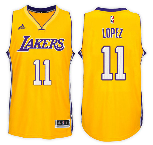  NBA Los Angeles Lakers 11 Brook Lopez Jersey New Revolution 30 Swingman Yellow Jersey