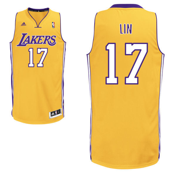  NBA Los Angeles Lakers 17 Jeremy Lin New Revolution 30 Swingman Yellow Jersey