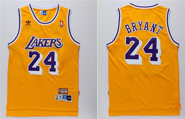  NBA Los Angeles Lakers 24 Kobe Bryant All Star jersey Throwback Basketball Yellow Jersey