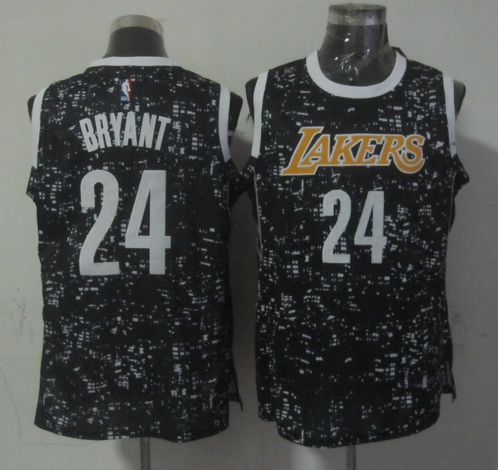  NBA Los Angeles Lakers 24 Kobe Bryant Black City Luminous Jersey