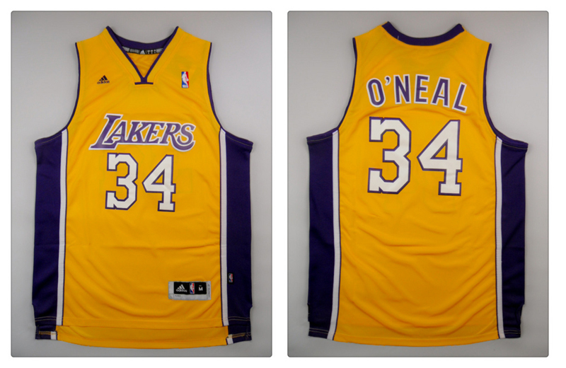  NBA Los Angeles Lakers 34 Shaquille O'Neal New Revolution 30 Swingman Yellow Jersey