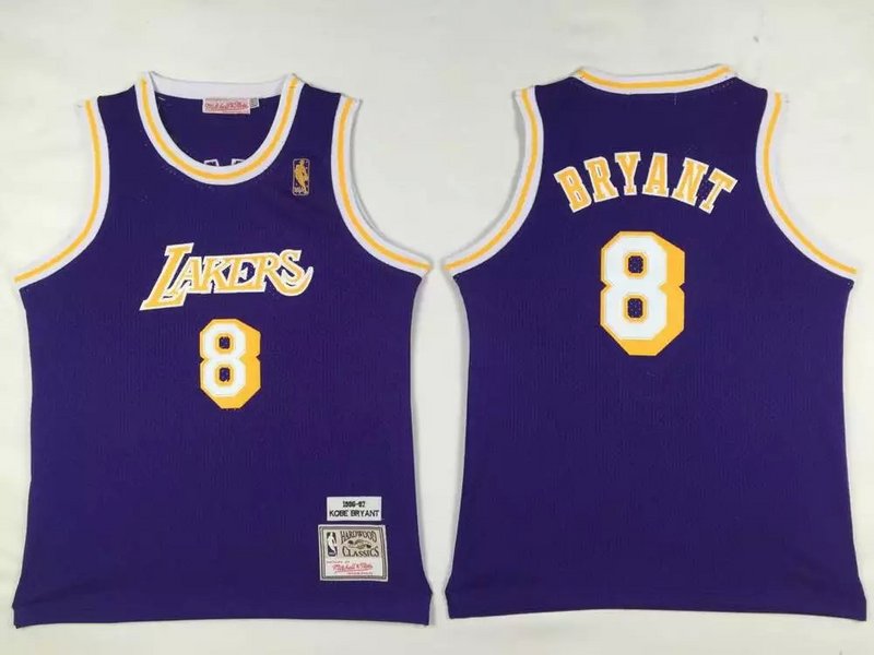  NBA Los Angeles Lakers 8 Kobe Bryant Throwback 1996 1997 New Rev30 Swingman Purple Kid Jersey