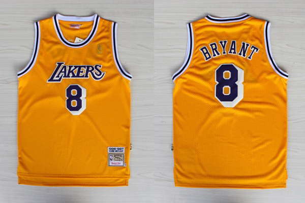  NBA Los Angeles Lakers 8 Kobe Bryant Throwback 1996 1997 New Rev30 Swingman Yellow Jersey