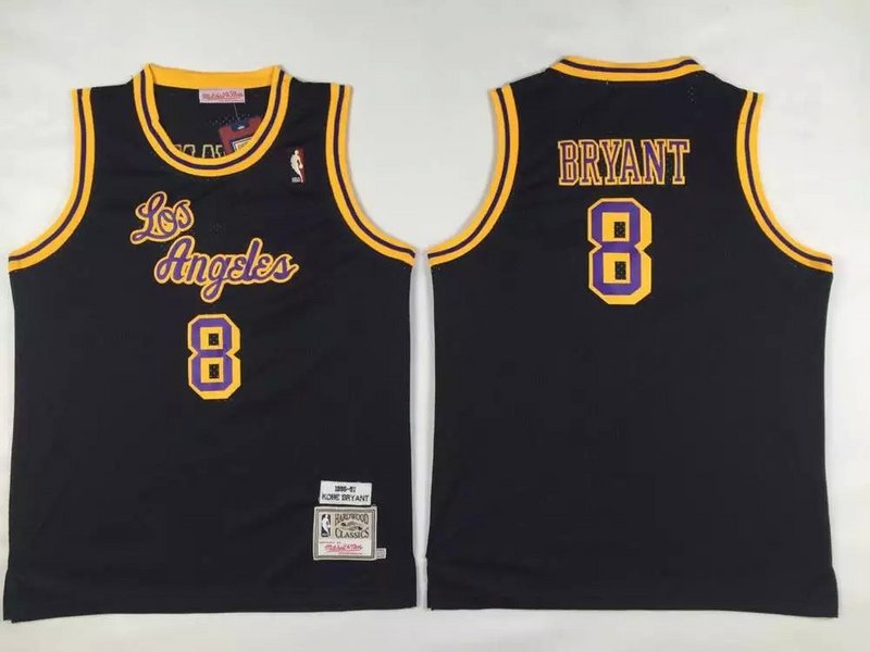  NBA Los Angeles Lakers 8 Kobe Bryant Throwback Soul Swingman Black Kid Jersey