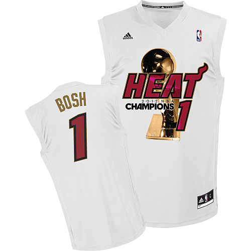  NBA Miami Heat 1 Chris Bosh 2012 NBA Finals Champions White Jersey