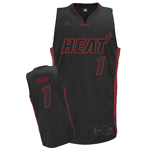  NBA Miami Heat 1 Chris Bosh New Revolution 30 Swingman Black and Red Jersey1