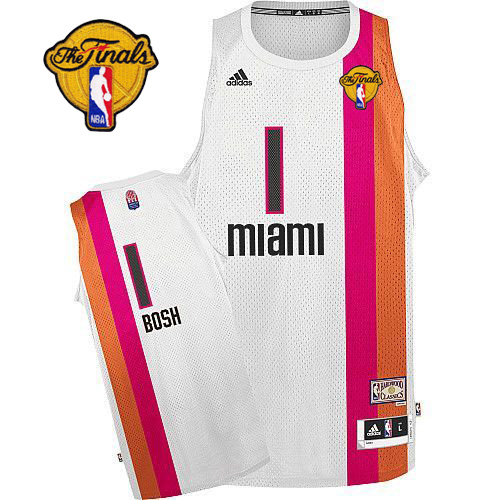  NBA Miami Heat 1 Chris Bosh Swingman Retro White Rainbow Jersey 2012 NBA Finals