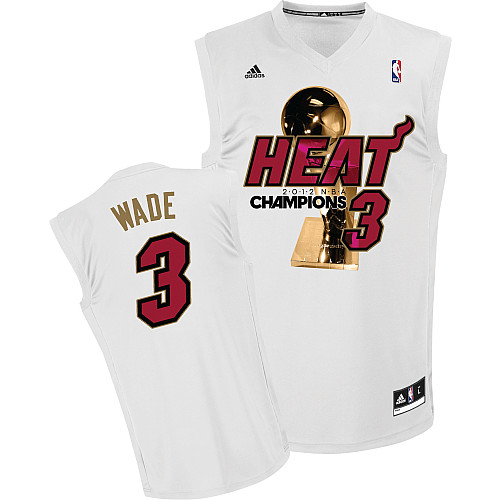  NBA Miami Heat 3 Dwyane Wade 2012 NBA Finals Champions White Jersey