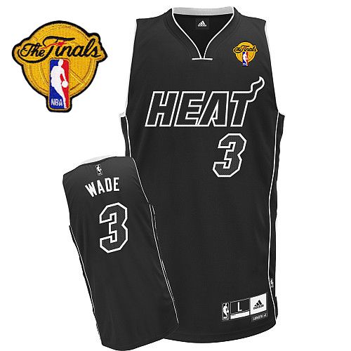  NBA Miami Heat 3 Dwyane Wade Black White Fashion Swingman Jersey 2012 NBA Finals Patch