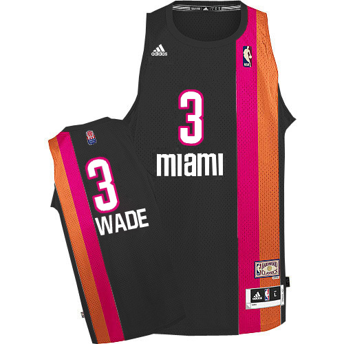  NBA Miami Heat 3 Dwyane Wade Swingman Retro Black Rainbow Jersey