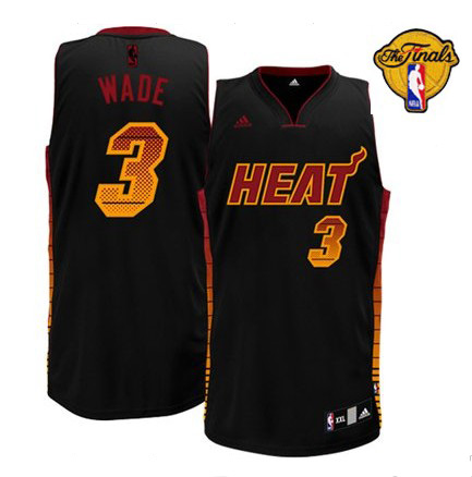 NBA Miami Heat 3 Dwyane Wade Vibe Swingman Black Jersey 2012 NBA Finals Patch