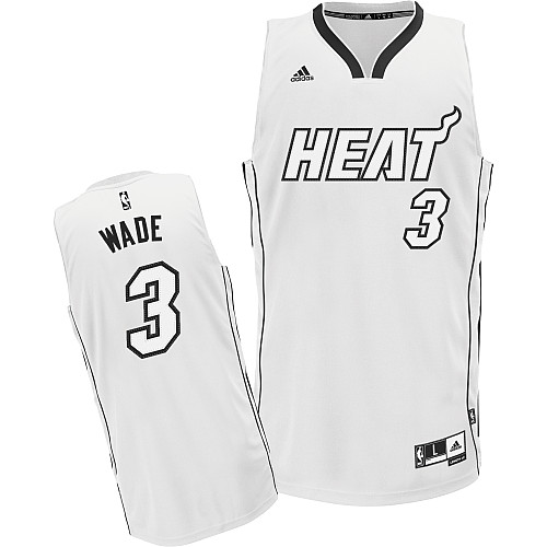  NBA Miami Heat 3 Dwyane Wade White Fashion Swingman Jersey