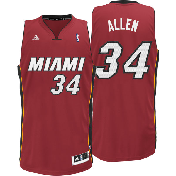  NBA Miami Heat 34 Ray Allen New Revolution 30 Swingman Alternate Red Jersey