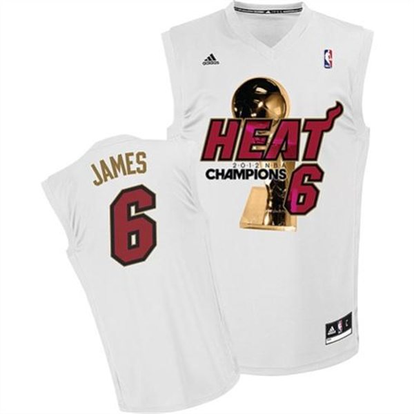  NBA Miami Heat 6 LeBron James 2012 NBA Finals Champions White Jersey