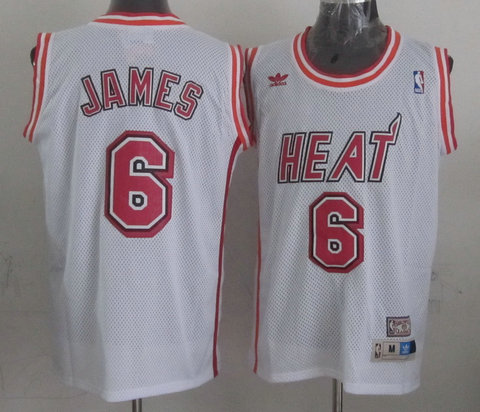  NBA Miami Heat 6 LeBron James Hardwood Classic Fashion Swingman White Jersey