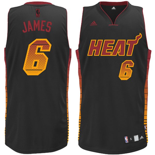  NBA Miami Heat 6 LeBron James Vibe Swingman Black Jersey