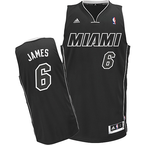  NBA Miami Heat 6 LeBron James White on Black Fashion Swingman Jersey
