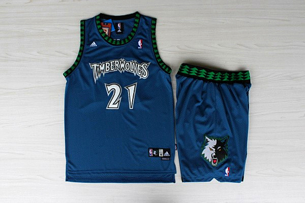  NBA Minnesota Timberwolves 21 Kevin Garnett Swingman Blue Jersey & Shorts Suit
