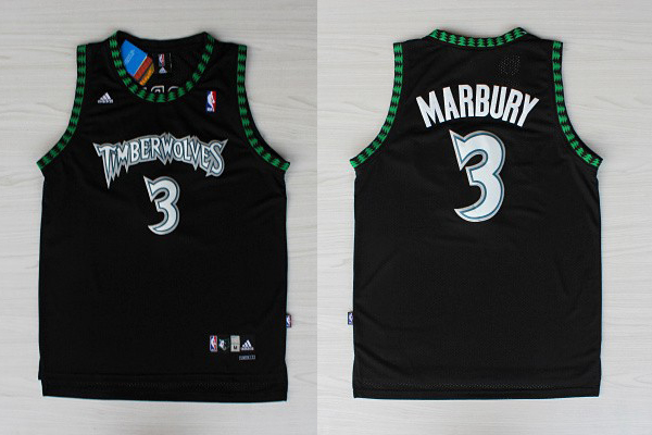  NBA Minnesota Timberwolves 3 Stephon Marbury Throwback Soul Swingman Black Jersey