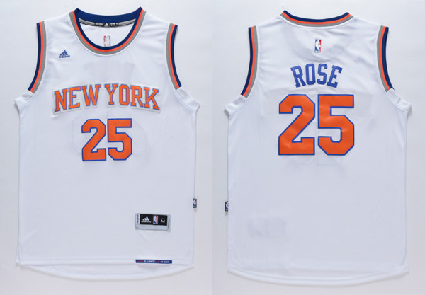  NBA New York Knicks 25 Derrick Rose New Revolution 30 Swingman White Jersey