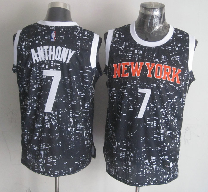  NBA New York Knicks 7 Carmelo Anthony Black City Luminous Jersey